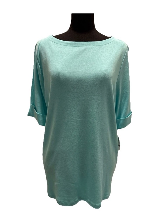 Style & Co Women's Aqua Blue Short Sleeve 100% Cotton Top, Size 2X, NWT - Picture 12 of 15